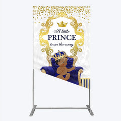 Lofaris Royal Prince Baby Shower Rectangle Backdrop African American Boy Blue Gold