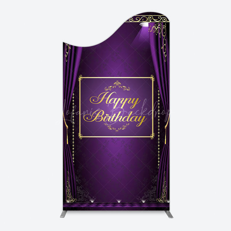 Lofaris Royal Purple Curtain Happy Birthday Arch Backdrop