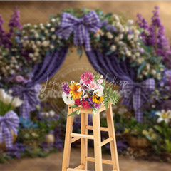 Lofaris Royal Purple Floral Easter Backdrop Elegant Arch and White Tulip Photography Background