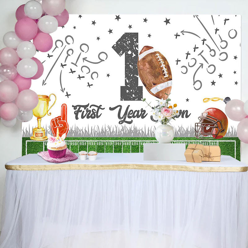 Lofaris Rugby Field Sports 1st Year Down Birthday Backdrop