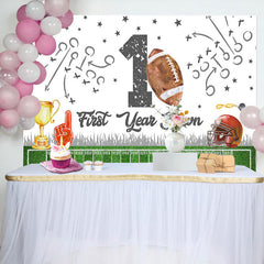 Lofaris Rugby Field Sports 1st Year Down Birthday Backdrop