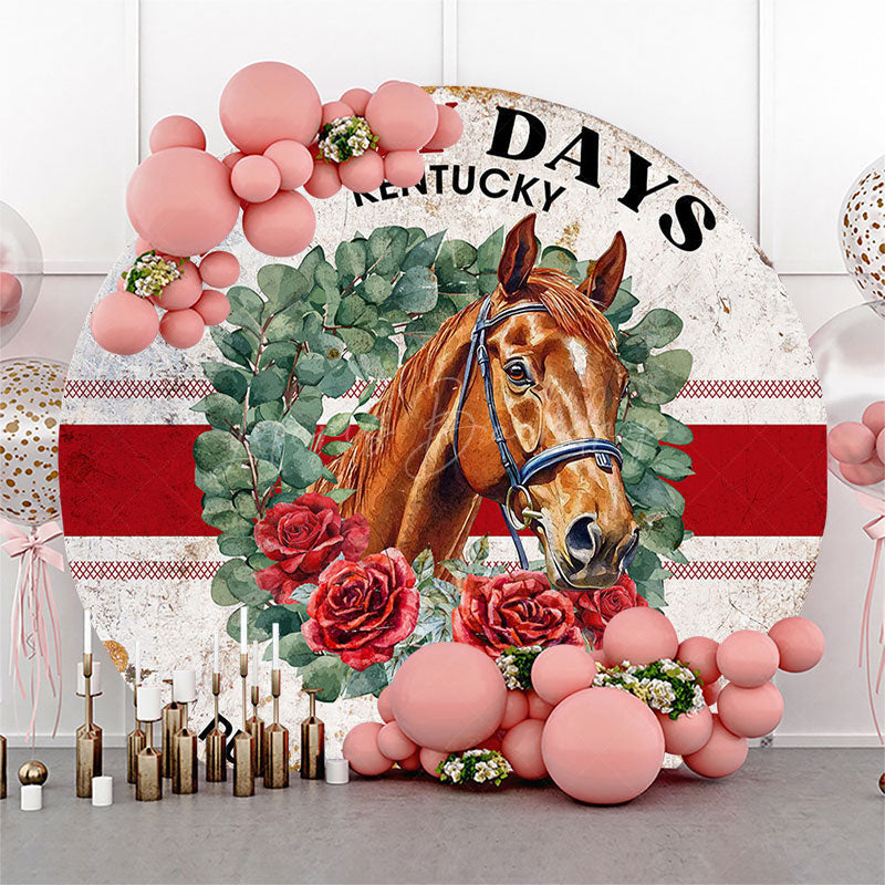 Lofaris Run For The Rose Horse Round Kentucky Derby Backdrop