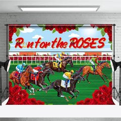 Lofaris Run for the Roses Horse Racing Backdrop Kentucky Derby Action and Floral Rose Frame Background