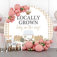 Lofaris Rural Locally Grown Plaid Round Baby Shower Backdrop