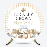 Lofaris Rural Locally Grown Plaid Round Baby Shower Backdrop