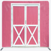 Lofaris Rural Retro Pink Barn Door Square Tension Backdrop