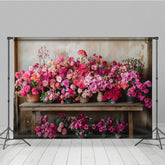 Lofaris Rural Wall Bright Pink Flower Pots Photo Backdrop
