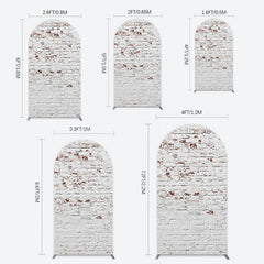 Lofaris Rural White Reddish Retro Brick Wall Arch Backdrop