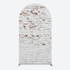 Lofaris Rural White Reddish Retro Brick Wall Arch Backdrop