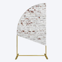 Lofaris Rural White Reddish Retro Brick Wall Half Moon Arch Backdrop