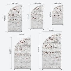 Lofaris Rural White Reddish Retro Brick Wall Half Moon Arch Backdrop