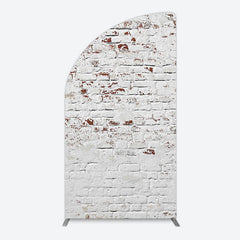 Lofaris Rural White Reddish Retro Brick Wall Half Moon Arch Backdrop