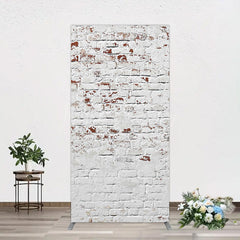 Lofaris Rural White Reddish Retro Brick Wall Rectangle Backdrop