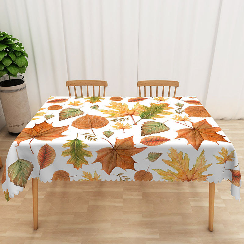 Lofaris Rustic Autumn Tablecloth with Withered Fall Leaves Pattern for Thanksgiving and Seasonal Dining Decor