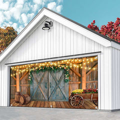 Lofaris Rustic Barn Western Cowboy Floral Garage Door Banner