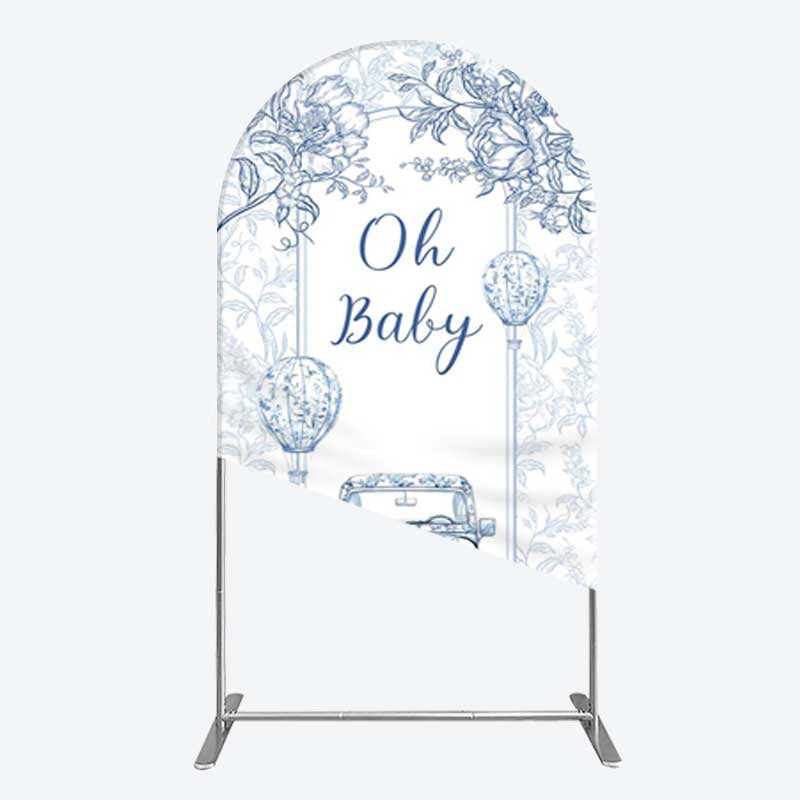Lofaris Rustic Blue Floral Truck Baby Shower Arch Backdrop