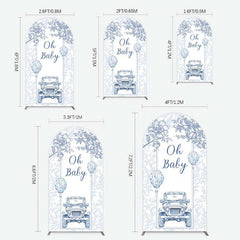 Lofaris Rustic Blue Floral Truck Baby Shower Arch Backdrop