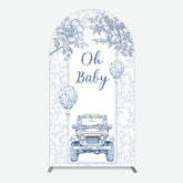 Lofaris Rustic Blue Floral Truck Baby Shower Arch Backdrop