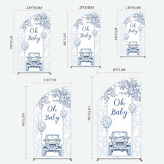 Lofaris Rustic Blue Floral Truck Baby Shower Half Moon Arch Backdrop