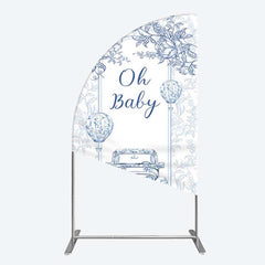 Lofaris Rustic Blue Floral Truck Baby Shower Half Moon Arch Backdrop