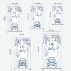Lofaris Rustic Blue Floral Truck Baby Shower Rectangle Backdrop