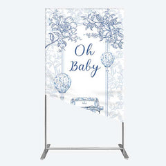 Lofaris Rustic Blue Floral Truck Baby Shower Rectangle Backdrop