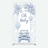 Lofaris Rustic Blue Floral Truck Baby Shower Rectangle Backdrop