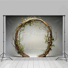 Lofaris Rustic Branch Wreath and Green Leaves Combo Set Backdrop Natural Circular Arch Photography Background