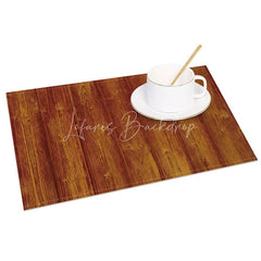 Lofaris Rustic Brown Faux Wooden Texture Set of 4 Placemats for Farmhouse Cabin and Country Style Decor