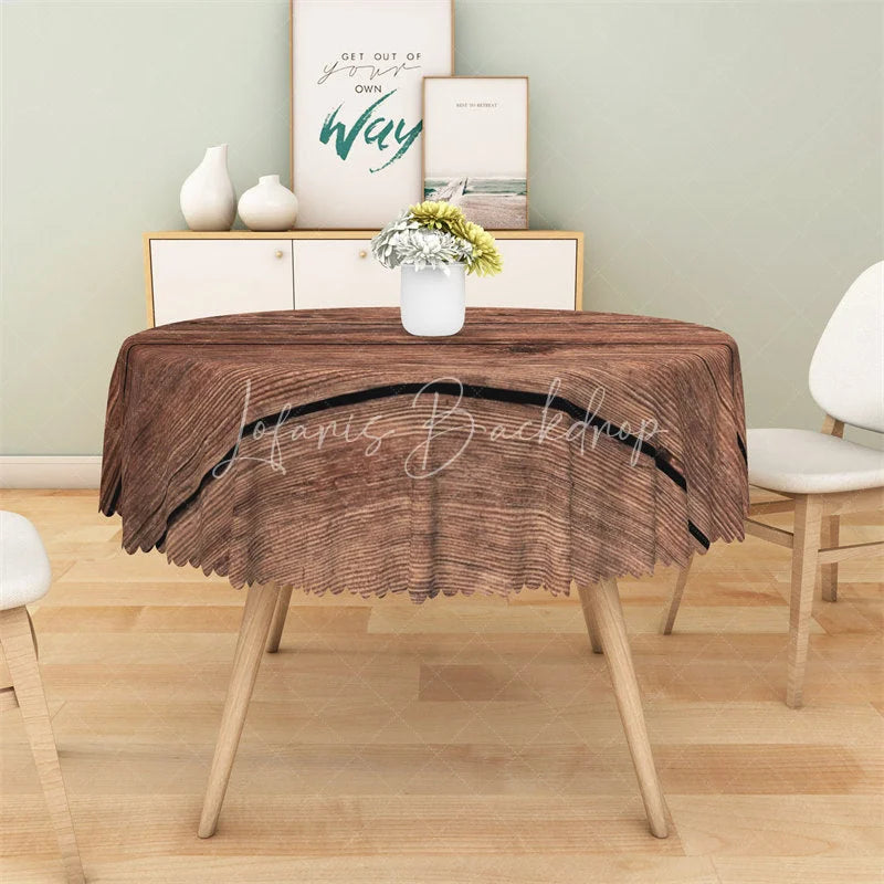 Lofaris Rustic Brown Wood Round Tablecloth Vintage Wooden Plank Texture Table Cover for Kitchen Dining