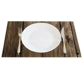 Lofaris Rustic Brown Wooden Texture Set of 4 Placemats for Farmhouse Barn and Country Kitchen Table Decor