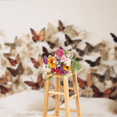 Lofaris Rustic Butterfly Headboard Photography Backdrop Earth Tone 3D Butterflies on Wall Boho Bedroom Studio Photo Prop