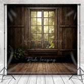 Lofaris Rustic Cabin Window Photography Backdrop Enchanted Forest and Sunlight View Moody Woodland Indoor Studio Prop