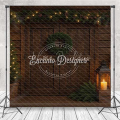 Lofaris Rustic Christmas Cabin Room Set Backdrop Wood Walls with Rocking Horse and Snowy Window Holiday Photo Studio