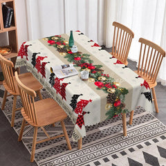 Lofaris Rustic Christmas Tree Rectangle Tablecloth with Red Plaid Burlap Runner Style Farmhouse Holiday Dining Decor