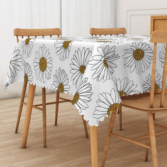 Lofaris Rustic Daisy Tablecloth with Yellow and White Flowers for Farmhouse Kitchen Spring Country Decor