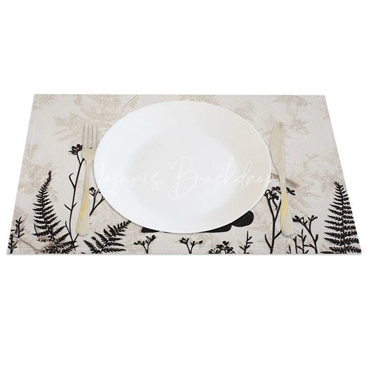 Lofaris Rustic Easter Bunny Set of 4 Placemats Black Silhouette Rabbit Grey Fern Table Mats for Spring