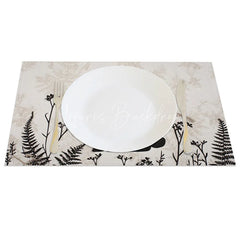 Lofaris Rustic Easter Bunny Set of 4 Placemats Black Silhouette Rabbit Grey Fern Table Mats for Spring