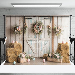 Lofaris Rustic Easter Decor Colored Egg Countryside Backdrop