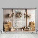 Lofaris Rustic Easter Decor Colored Egg Countryside Backdrop