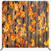 Lofaris Rustic Fall Maple Leaves Double-Sided Tension Fabric Backdrop for Thanksgiving Party Autumn Photo Booth
