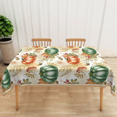 Lofaris Rustic Fall Tablecloth with Green and Brown Pumpkin Patch for Thanksgiving Dinner Autumn Harvest Party