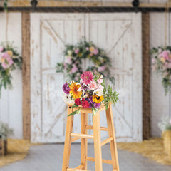 Lofaris Rustic Farmhouse Door Floral Wreaths Easter Backdrop