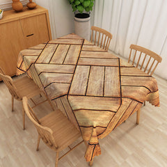 Lofaris Rustic Farmhouse Tablecloth with Brown Wood Grain Stripe Pattern for Cabin and Country Style Kitchen Decor