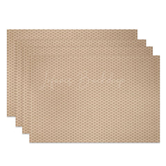 Lofaris Rustic Faux Woven Placemats Set of 4 Vintage Brown Rattan Texture for Farmhouse and Boho Dining