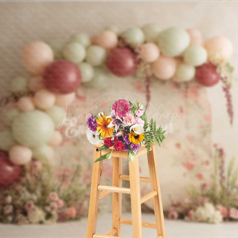 Lofaris Rustic Floral Balloon Garland Photography Backdrop Boho Wedding with Pink and Sage Green Chic Ceremony Decor