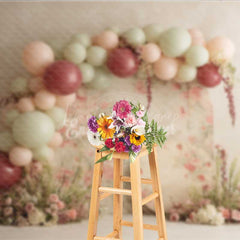 Lofaris Rustic Floral Balloon Garland Photography Backdrop Boho Wedding with Pink and Sage Green Chic Ceremony Decor