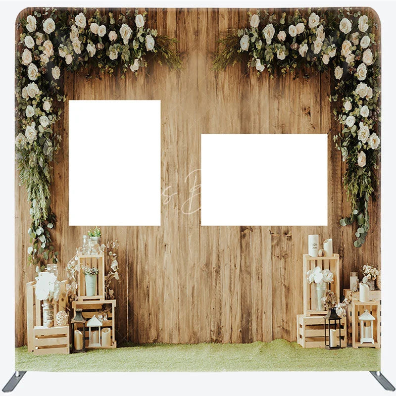 Lofaris Rustic Floral Wood Photo Wall Frame Backdrop