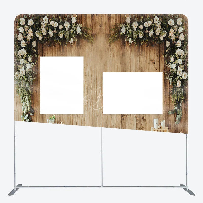 Lofaris Rustic Floral Wood Photo Wall Frame Backdrop
