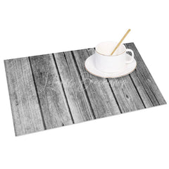 Lofaris Rustic Gray Faux Wooden Texture Set of 4 Placemats for Modern Farmhouse and Coastal Dining Decor